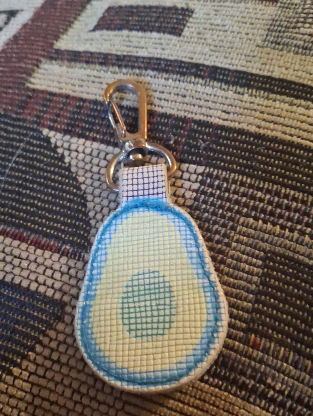 Blue & Cream Avocado Keychain Charm Coin Holder